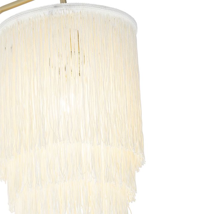 Orientální nástěnná lampa zlatá s krémovým stínítkem s třásněmi - Franxa
