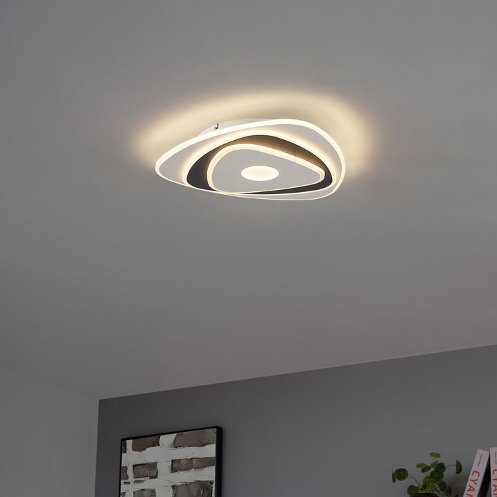Designerska lampa sufitowa biała z ciemnoszarym organicznym kształtem z LED z możliwością ściemniania - Taylor
