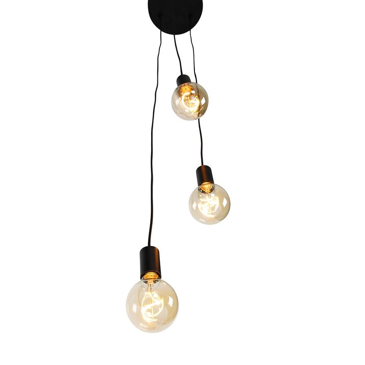 Industriāla piekaramā lampa melna 3 gaismas - Facil