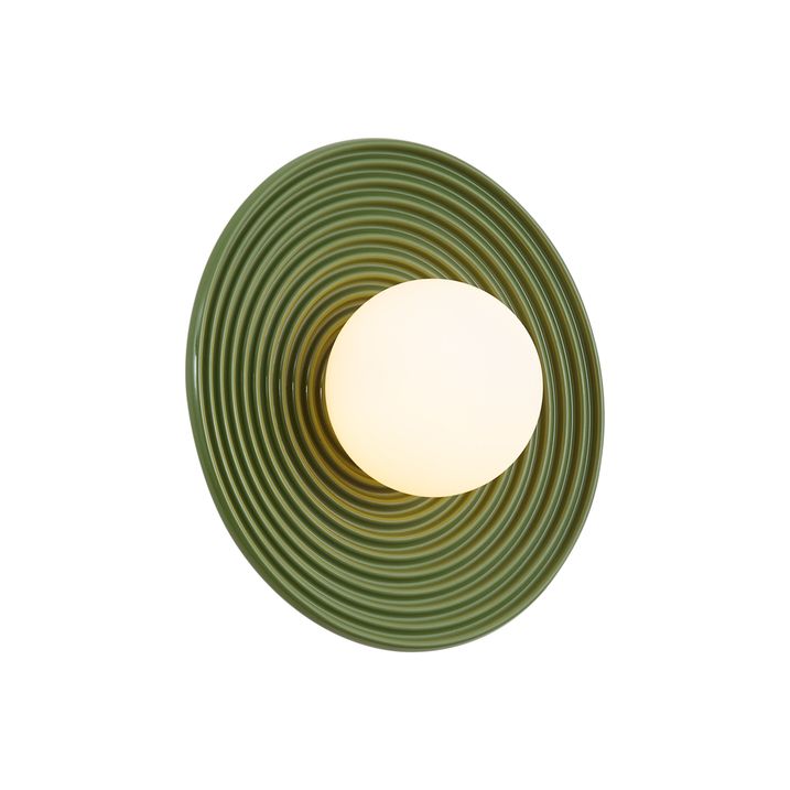 Plafonnier rétro vert avec verre opale - Lila