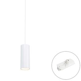 Designová závěsná lampa bílá vč. 1-fázového kolejnicového adaptéru - Iconic Tubo