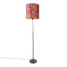 Vloerlamp zwart kap pauw dessin rood 40 cm - Parte