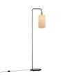 Lampadaire-Japandi-noir-avec-abat-jour-doré-et-beige---Pluni