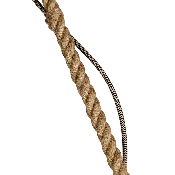 Rustikálne závesné svietidlo drevo s lanom 42cm - Excalibur