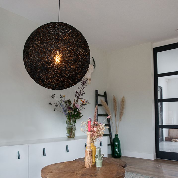 Ruralna viseća lampa crna 60 cm - Corda