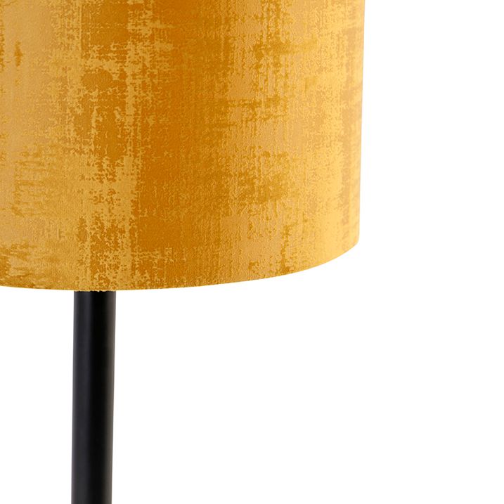 Moderní stolní lampa černá se zlatým stínítkem 25 cm - Simplo