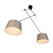 Pendelleuchte-schwarz-mit-Leinen-Schirmen-Taupe-35-cm-2-Licht---Blitz