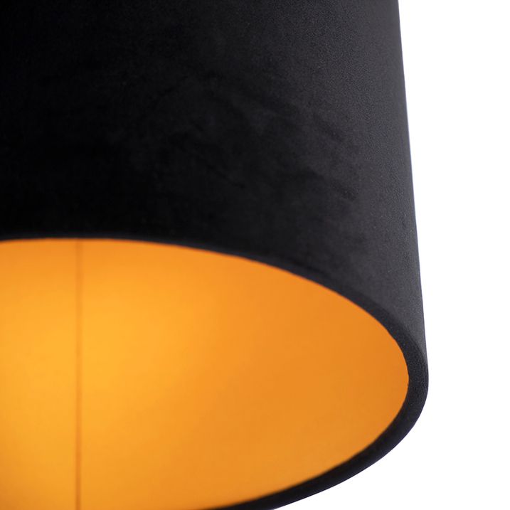 Stropní lampa s černým a zlatým sametovým stínítkem 25 cm - Combi Black