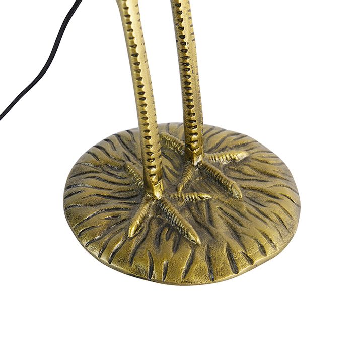 Vintage stojací lampa mosazný textilní stínidlo černé - Animal Crane