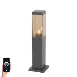 Slimme buitenpaallamp donkergrijs met smoke 45 cm incl. WiFi P45 - Malios