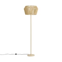 Golvlampa-beige-med-lampskärm-i-pappersrep-50/50/30---Simplo