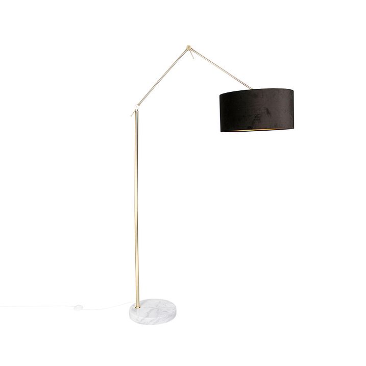Moderná stojaca lampa zlatý zamatový tienidlo čierna 50 cm - Editor