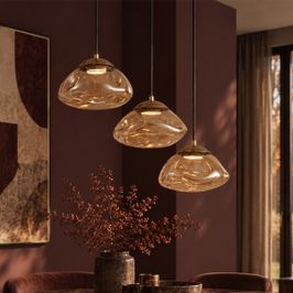 Hotel Chic visilica mjedena sa staklom boje jantara 3-svjetla - Gus