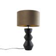 Design-Table-Lamp-Black-Velvet-Shade-Taupe-with-Gold-35-cm---Alisia