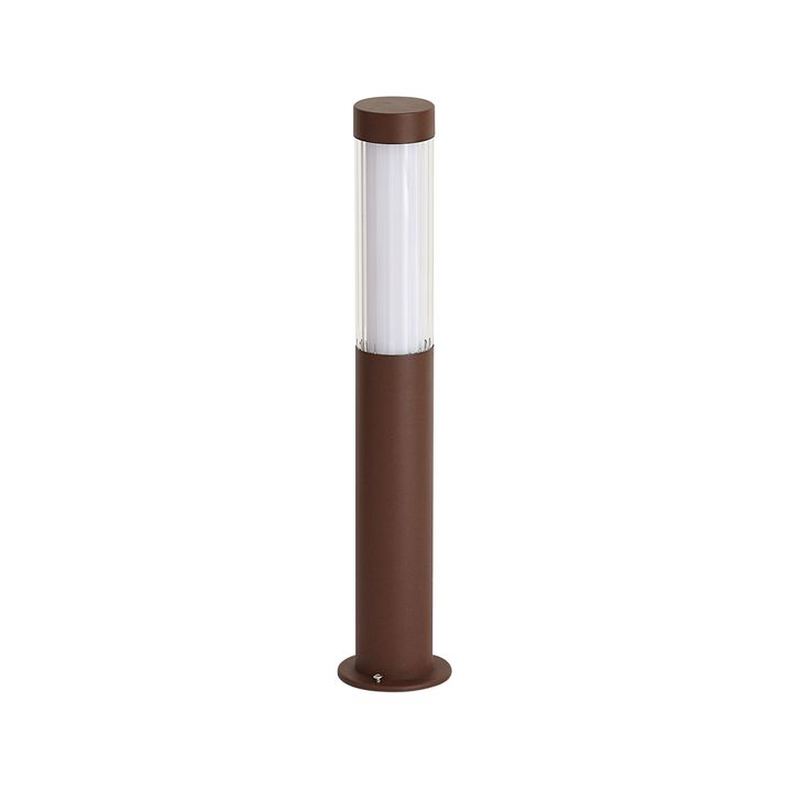 Moderne Aussen-Pollerleuchte rostbraun mit geriffeltem Glas 60cm inkl. LED IP54 - Ribba
