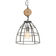 Smarte-Pendelleuchte-dunkelgrau-mit-Holz-34-cm-inkl.-Wifi-G95---Arthur