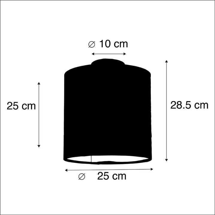Stropní lampa s sametovým stínítkem s květinami a zlatem 25 cm - Combi černá