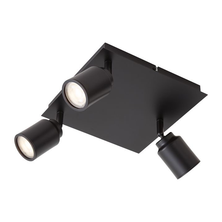 Moderne spot zwart vierkant 3-lichts IP44 - Ducha