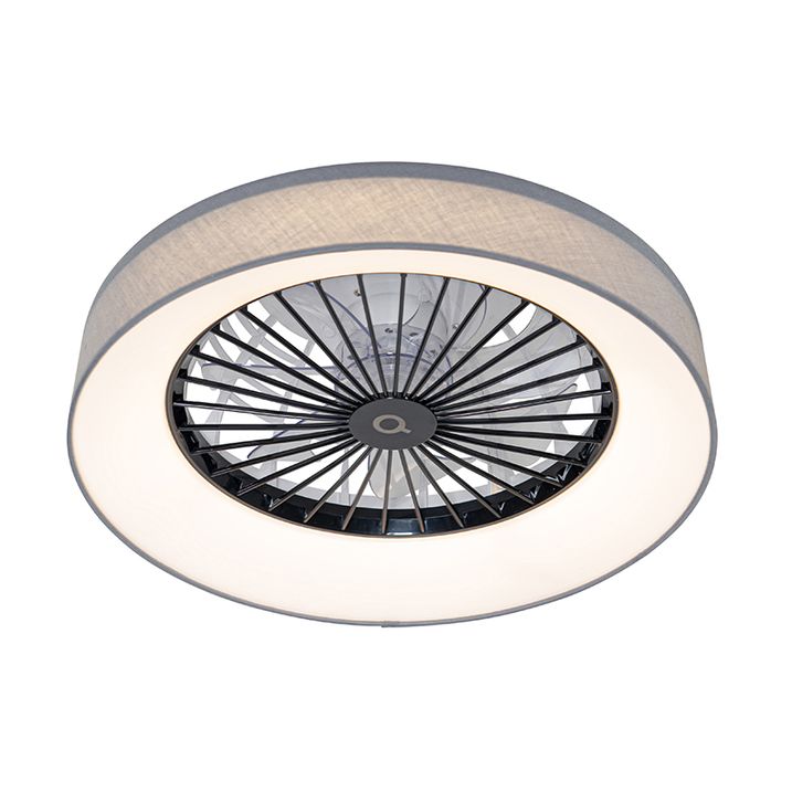 Stropní ventilátor šedý s hvězdným efektem 47 cm vč. LED stmívatelný s dálkovým ovládáním - Emily