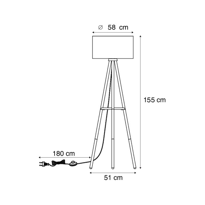Golvlampa med trästativ och grön skärm 50 cm - Lou