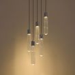 Suspension-design-chromée-avec-verre-nervuré-5-lumières---Walcott