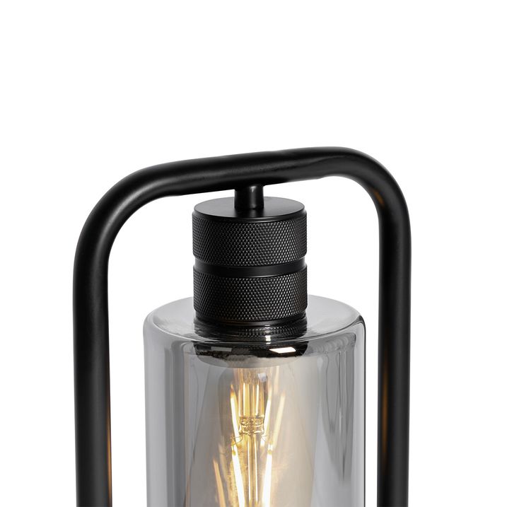 Candeeiro de mesa moderno preto com vidro fumê - Stavelot