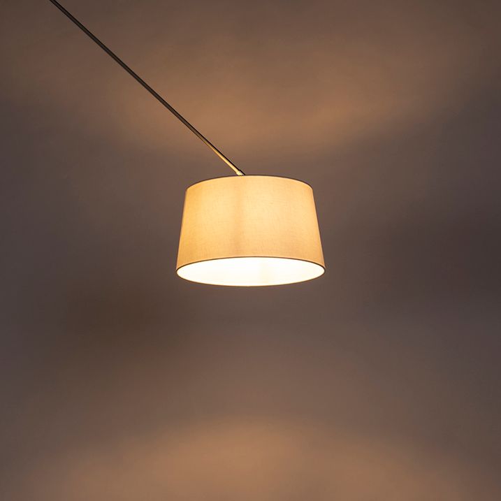 Hängeleuchte Stahl mit weissem Leinen-Schirm 35 cm - Blitz