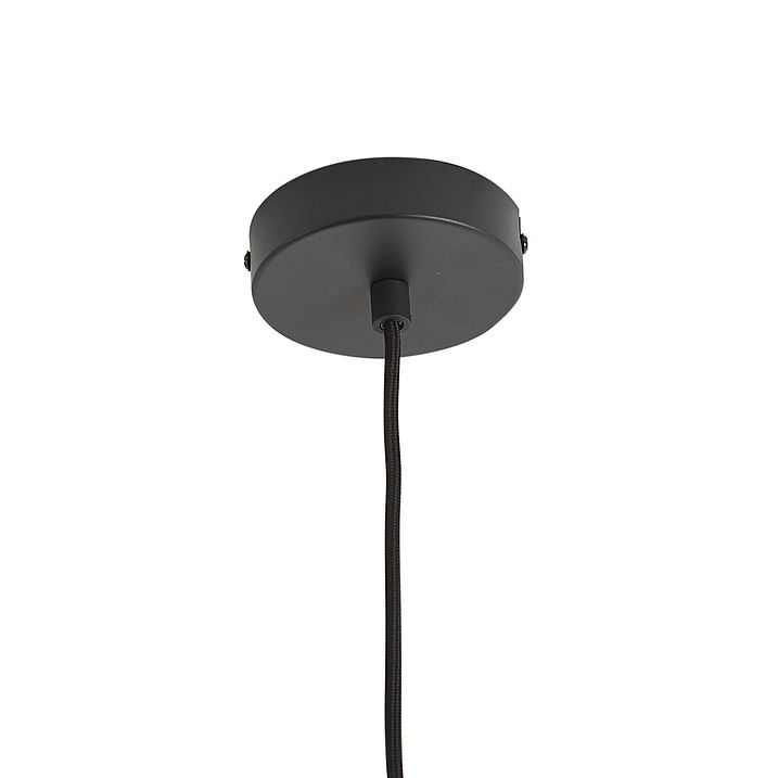 Candeeiro suspenso Art Deco preto com vidro fumado - Wallace
