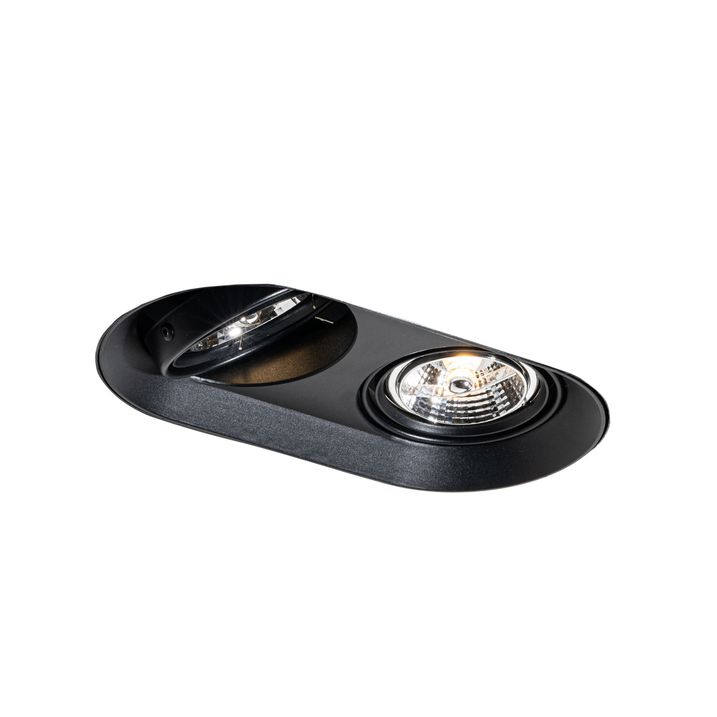 Afgeronde inbouwspot zwart GU10 70mm 2-lichts - Hubs