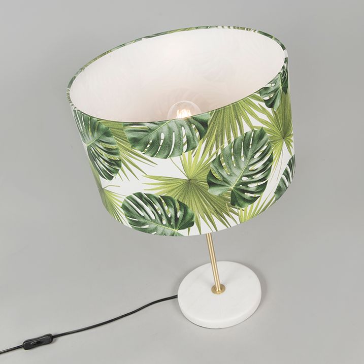 Moderní stolní lampa mosazná s listovým stínítkem 35 cm - Kaso