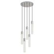 Suspension-design-chromée-avec-verre-nervuré-5-lumières---Walcott