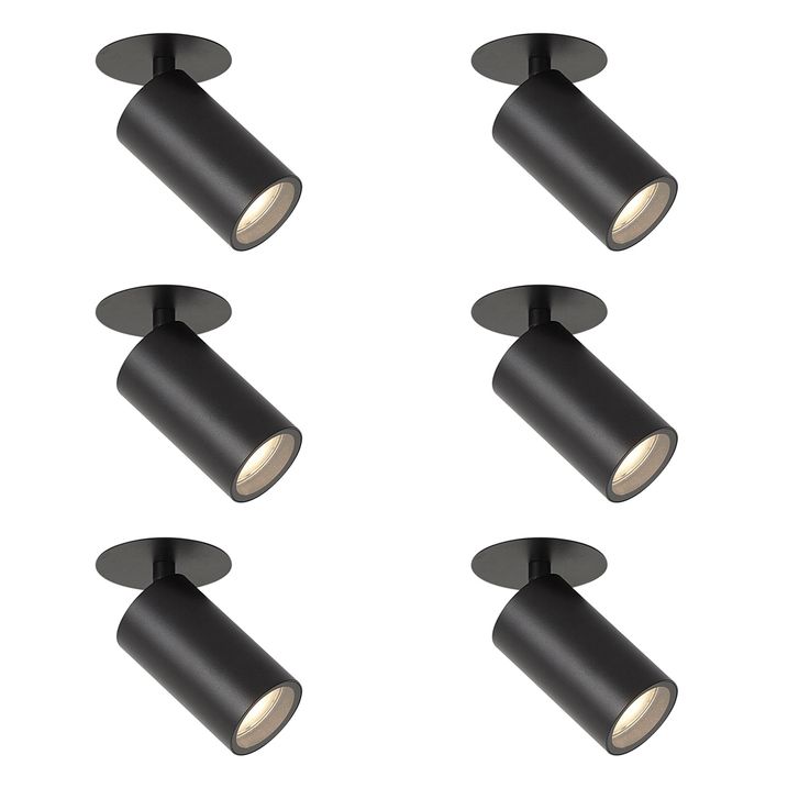 Komplekt 6 modernset süvistatavat kohtvalgustit must GU10 50mm IP44 - Chels