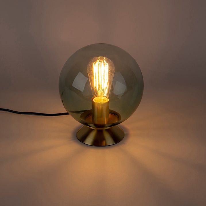 Stolní lampa Art Deco mosazná se zeleným sklem - Pallon
