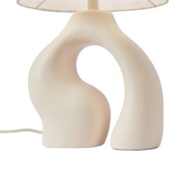 Japandi-bordlampe-beige-med-linskjerm---Dahlia