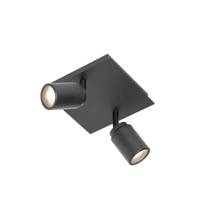 Smart badeværelsesspotlight sort firkantet IP44 inkl. 2 Wifi GU10 - Ducha