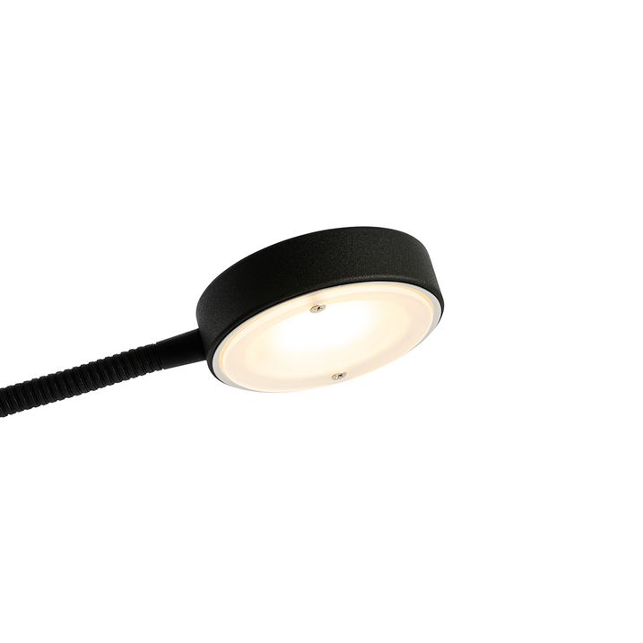 Lampadaire noir avec LED et variateur avec liseuse - Kelso