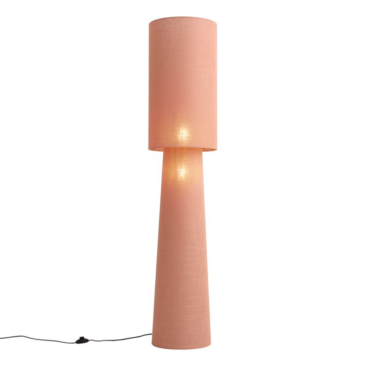 Retro vloerlamp oud roze met linnen 165cm 2-lichts - Trompet