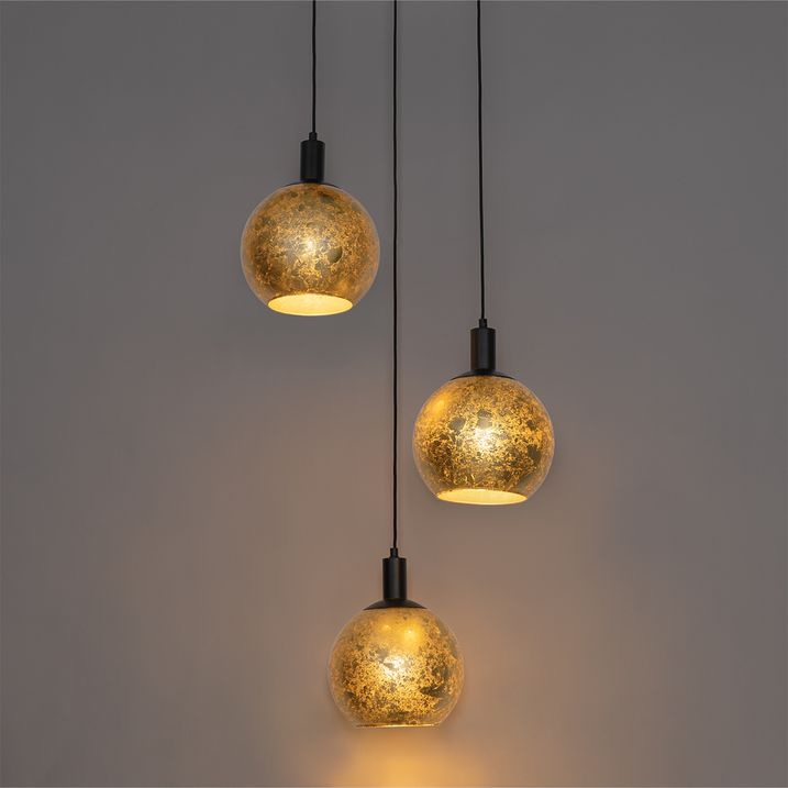 Suspension design noir avec verre doré 3 lumières - Bert