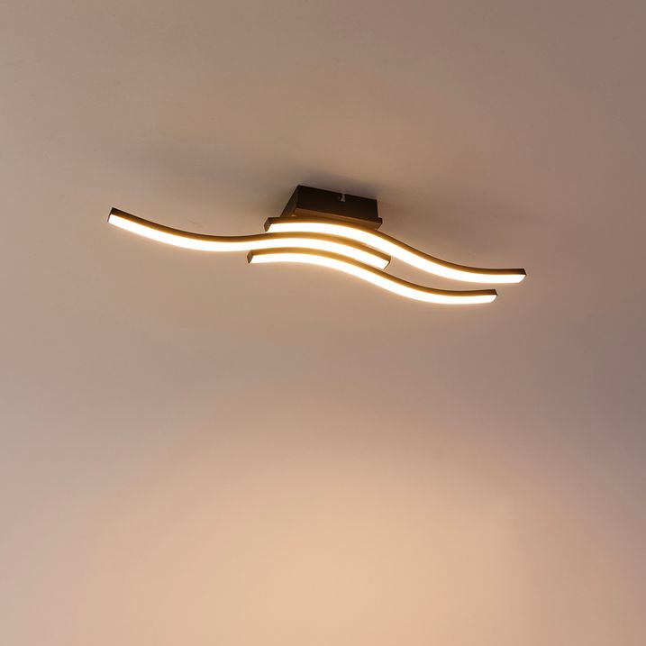 Designové stropní svítidlo černé se dřevem vč. LED 3-světlo - Vanesa