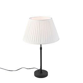 Lámpara de mesa negra con pantalla plisada crema 35 cm regulable - Parte