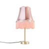 Klasická stolná lampa mosadz s tienidlom Granny ružová 30 cm - Simplo