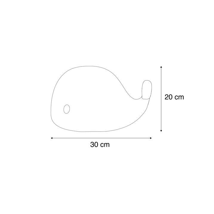 Pöytävalaisin valkoinen 30cm sis. LED himmennettävä IP54 ladattava - Baby Whale