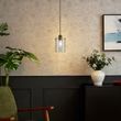 Lampada-a-sospensione-di-design-bronzo-con-vetro-trasparente---Domo