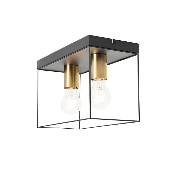 Minimalist Ceiling Light Black with Gold 2-Light - Kodi