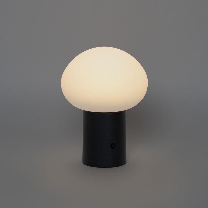 Set van 2 tafellampen mushroom zwart incl. LED oplaadbaar - Louise