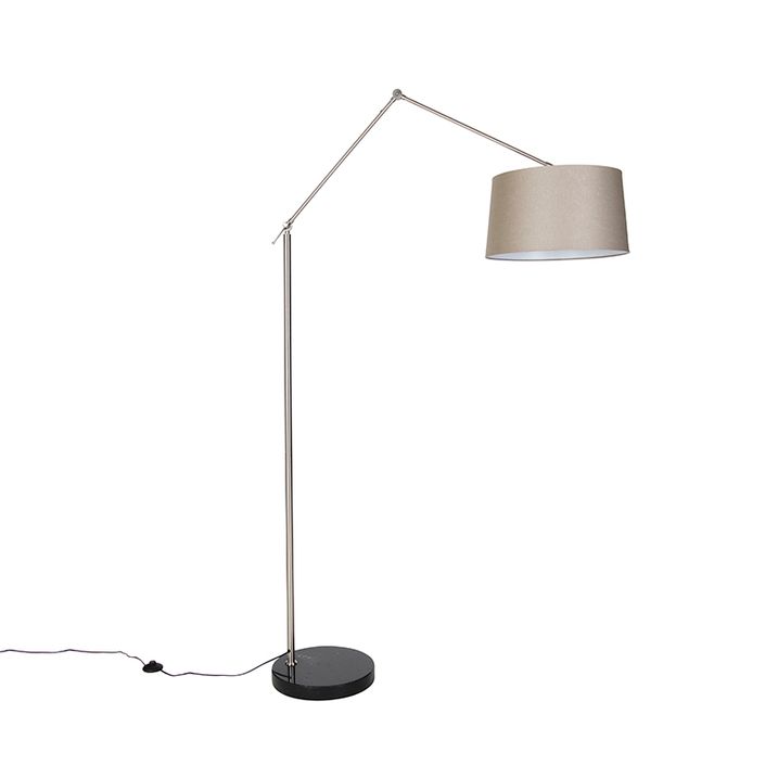 Moderna podna lampa čelična sa sjenilom taupe 45 cm - Urednik