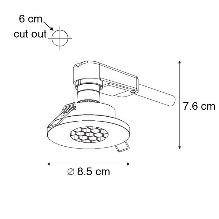 Set van 6 moderne badkamer inbouwspots wit IP54 - Shed Honey