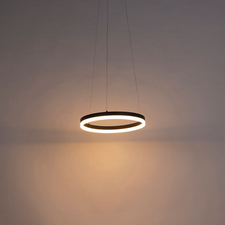 Suspension design noire 40 cm avec LED à 3 niveaux de luminosité - Anello