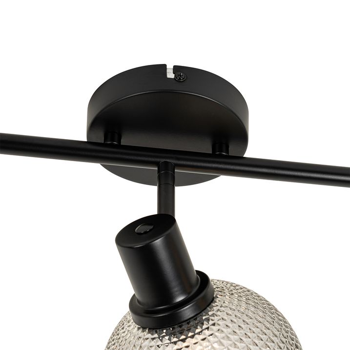 Spot de design negru cu sticlă fumurie cu 3 lumini - Chico