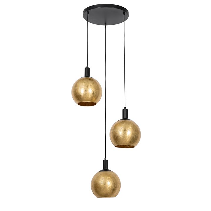 Suspension design noir avec verre doré 3 lumières - Bert